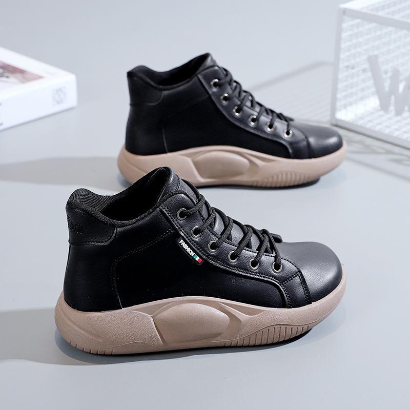 Women's Sports Shoes Spring and Autumn Style High Top White Shoes Student Versatile Sponge Cake Shoes