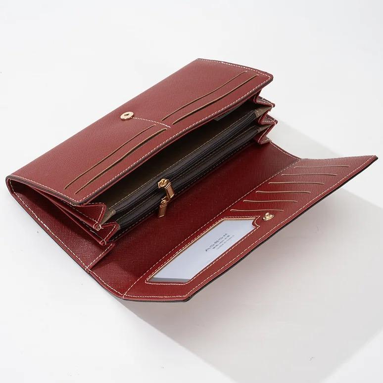Damski Długi Portfel Duża Pojemność Damski Skórzany Czysty RFID Antykradzieżowy Etui na Karty Kredytowe Elegancki Damski Portmonetka Pieniądze