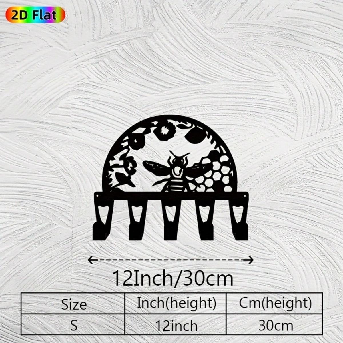 Bee Key Holder Wall Art Metal Hooks Hand Forged Iron Entryway Decor Animal Lover Gift TY-101099