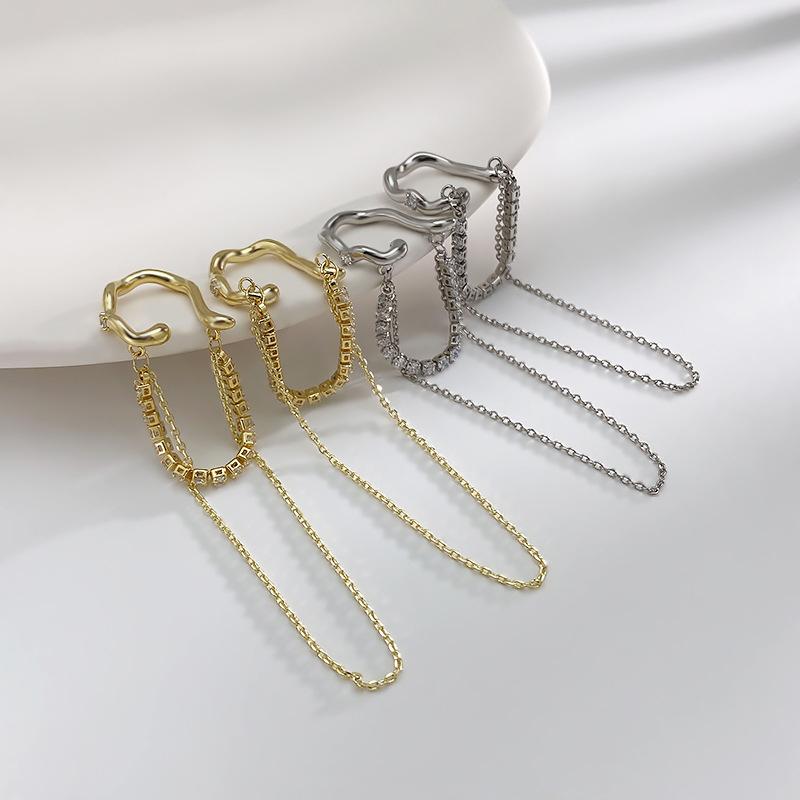 1PCS Fashionable And Exquisite Zircon Chain Tassel Ear Bone Clip Neutral And Simple Ear Hole Free Earrings Party Jewelry Gift