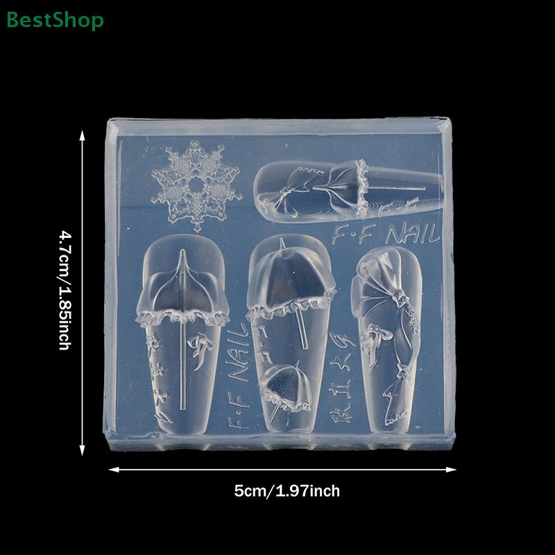 3D Relief Lace Umbrella Silicone Nail Art Mold DIY Nail Decor Transparent Manicure Template