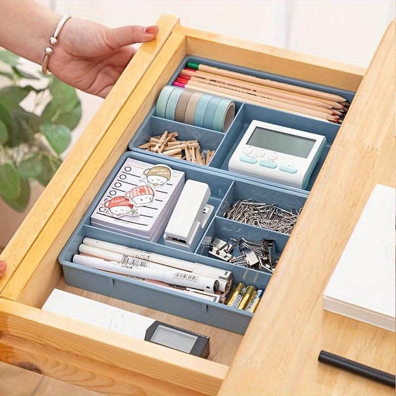 1pc Stackable 4-panel desktop storage box, home drawer storage box, cosmetics storage box, stationery classification storage box