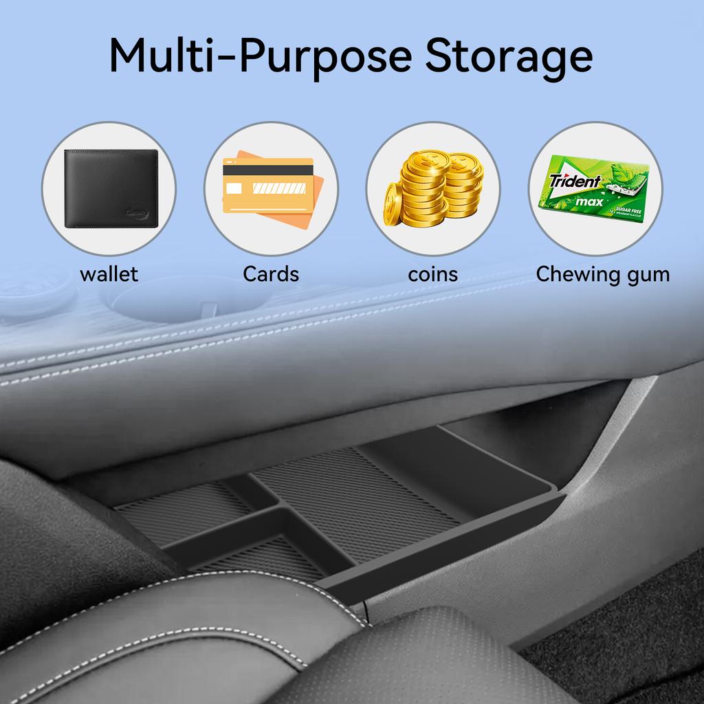 for Nissan Rogue/X-trail T33 2025-2026 Center Control Lower Layer Storage Box Car Accessories Organizer Tidying TPE Black