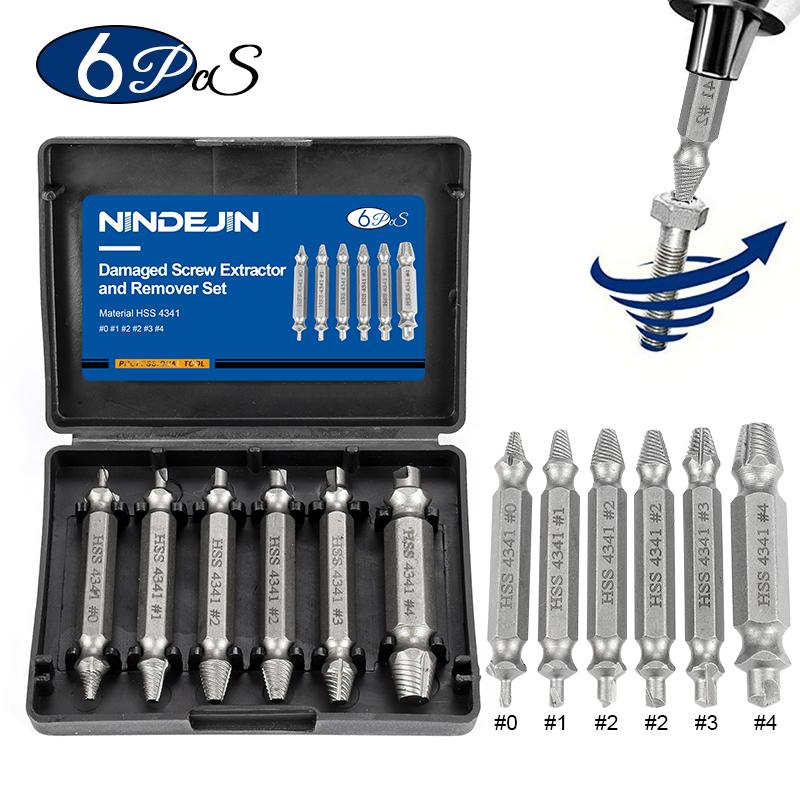 Nindejin 4/5/6Pcs Damaged Screw Extractor Drill Bit Extractor Drill Set Broken Speed Out Bolt Extractor Bolt Stud Remover Tool