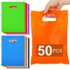 50 PCS Flat Mouth Gift Packaging Bag Die Cut Handle Retail Carry Case For Kids Birthday