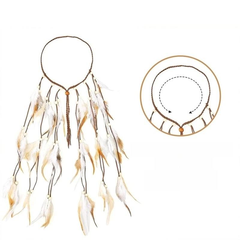 Vintage Style Feather Hair Accessory With Floral Design For Women Summer Wear