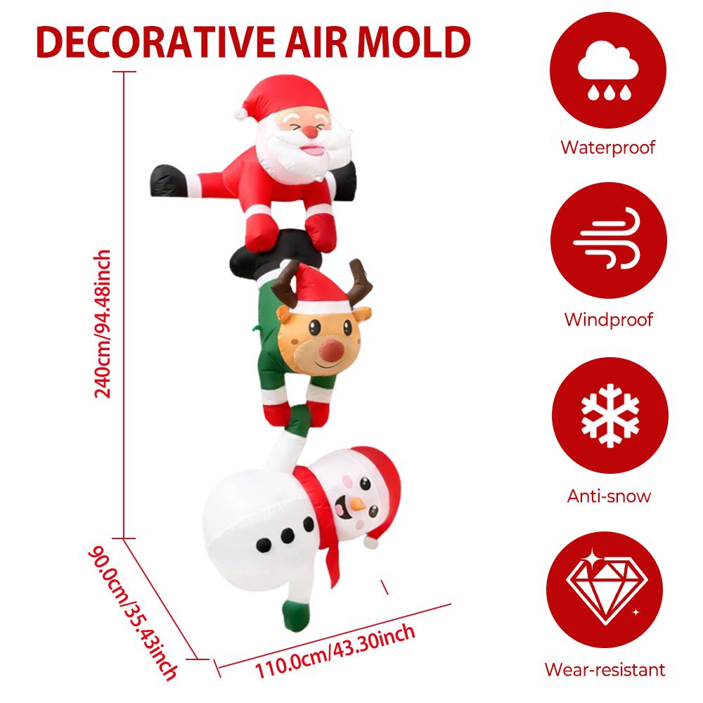 2.4M 8FT Hanging Christmas Inflatables Decorations Santa Claus Reindeer Snowman Xmas Decor Outdoor Indoor Home Party