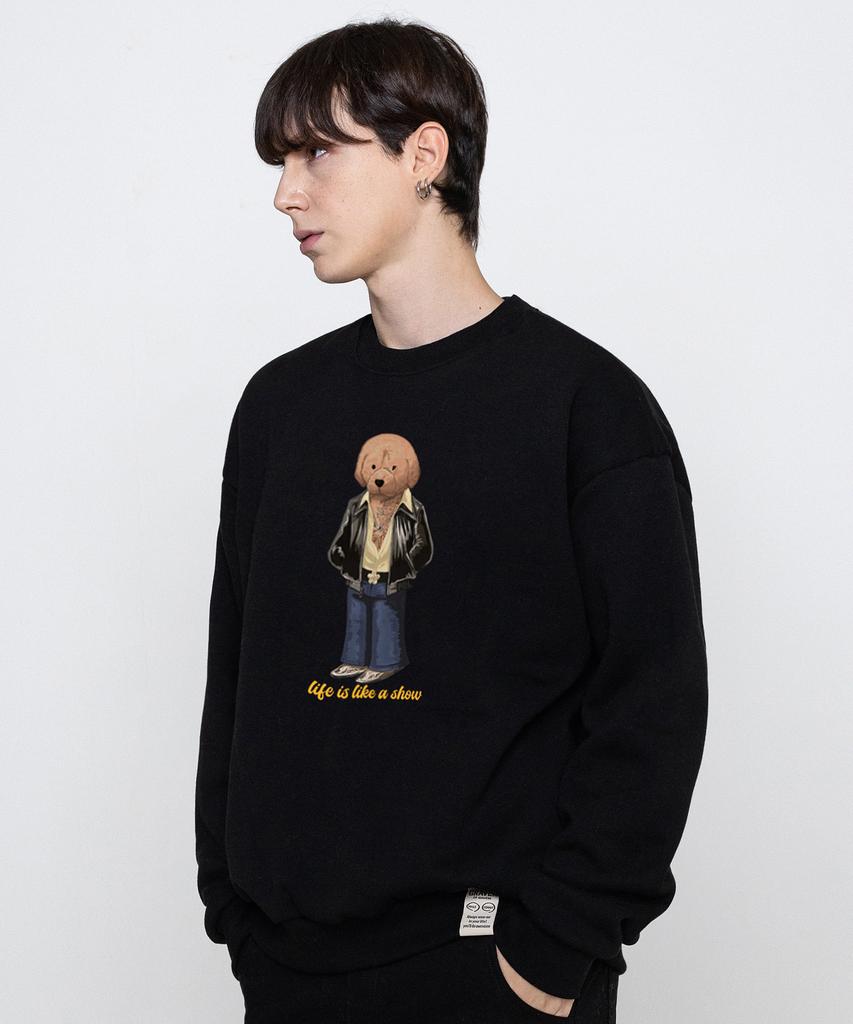 GRAVER [Unisex] Tattoo Dog Perito Sweatshirt_Black