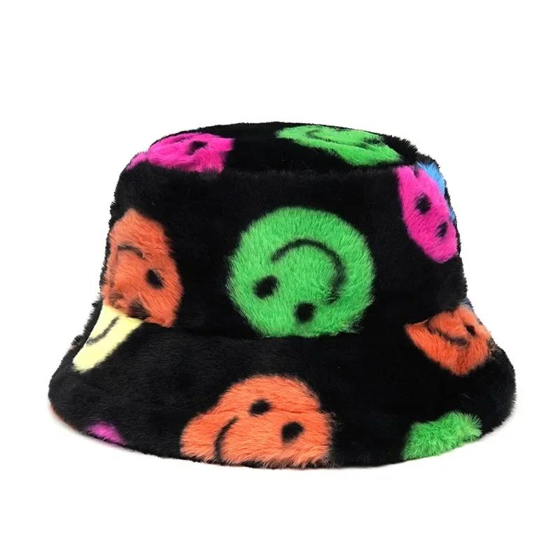 Winter Warm Fur Bucket Caps Women Men Outdoor Keep Warm Fluffy Panama Female Thickened Rabbit Hair Windproof Fisherman Caps