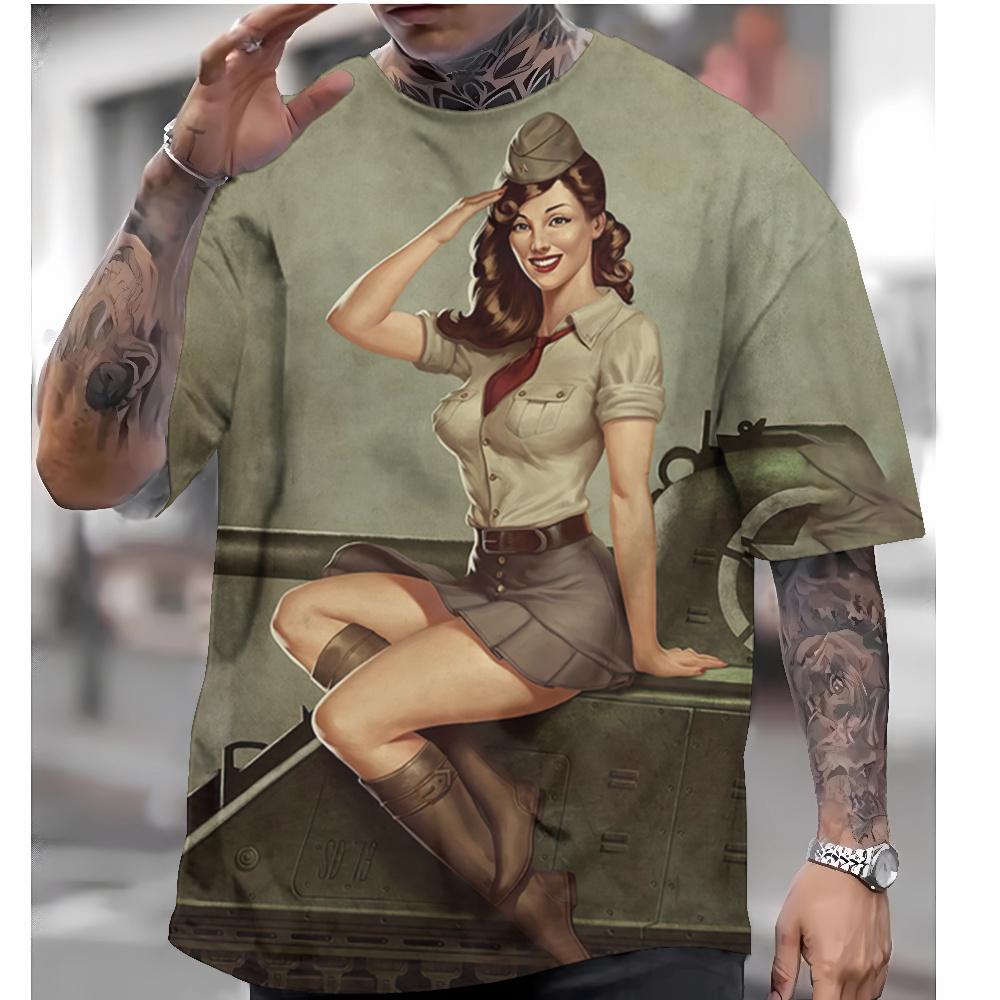 

Мужская ретро футболка с рисунком сексуальной красоты футболка с 3D-принтом 3XL