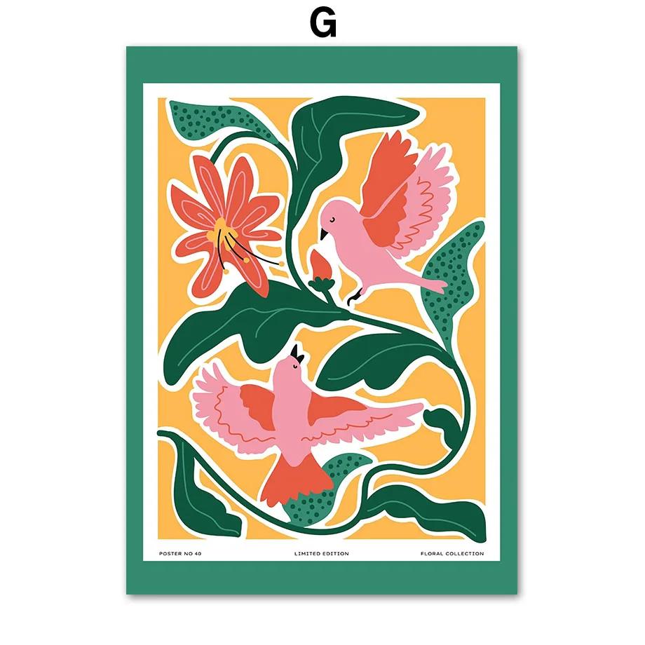 Matisse Flower Market Cat Girl Bird Strawberry Wall Art Canvas Prints Modern Abstract Posters Wall Pictures Room Decor Paintings