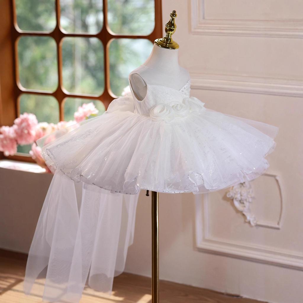 Flower Girl Piano Performance Wedding Dress for Little Girls - Princess First Birthday Costume