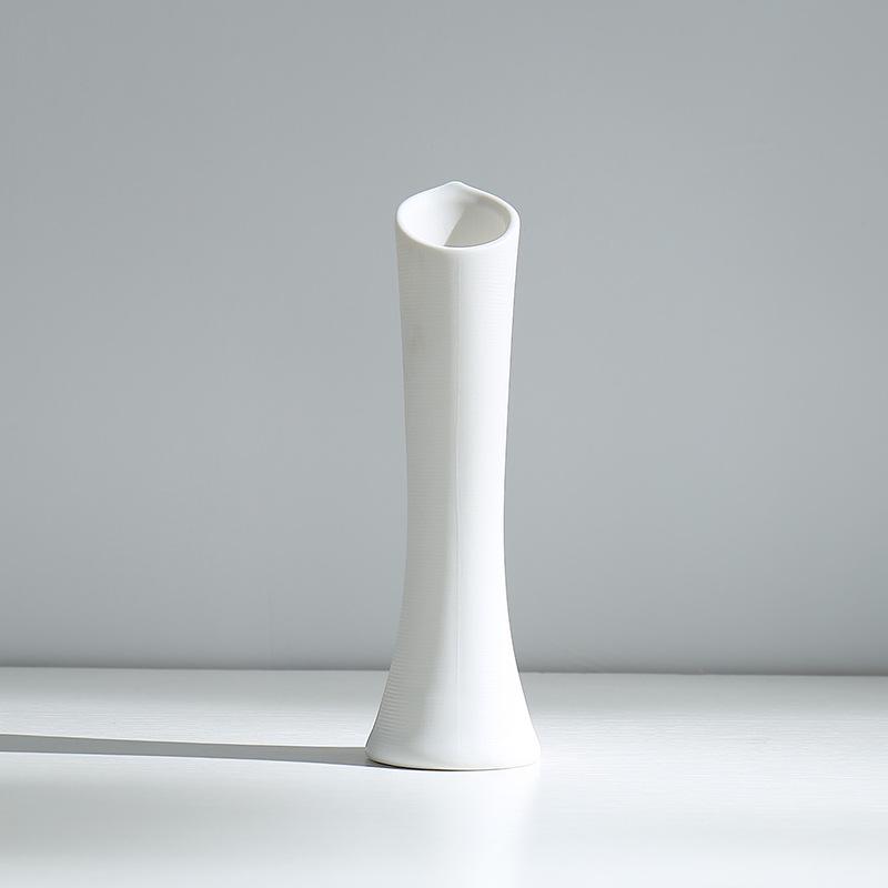 Modern White Ceramic Vase for Small Fresh or Dry Flowers - Dining Table & Living Room Decor