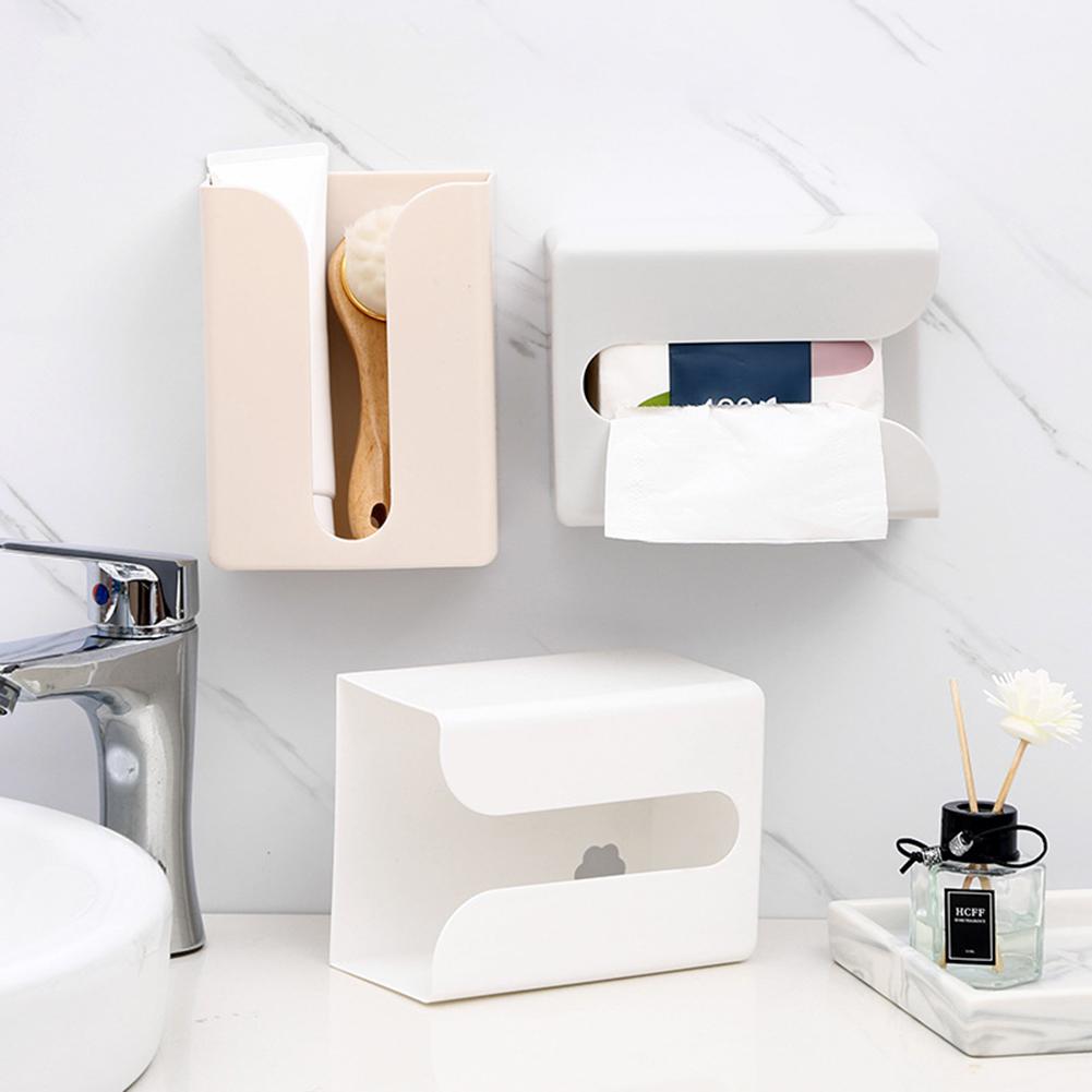 Napkin Dispenser Wall-mounted Removable Paper Box Self-adhesive Hanging Paper Towel Case Space-saving Waterproof for Kitchen