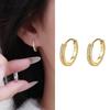 14K Gold Single Row Diamond Earrings for Women with Circle Ear Clips and Buckles - Light Luxury, High-End Design