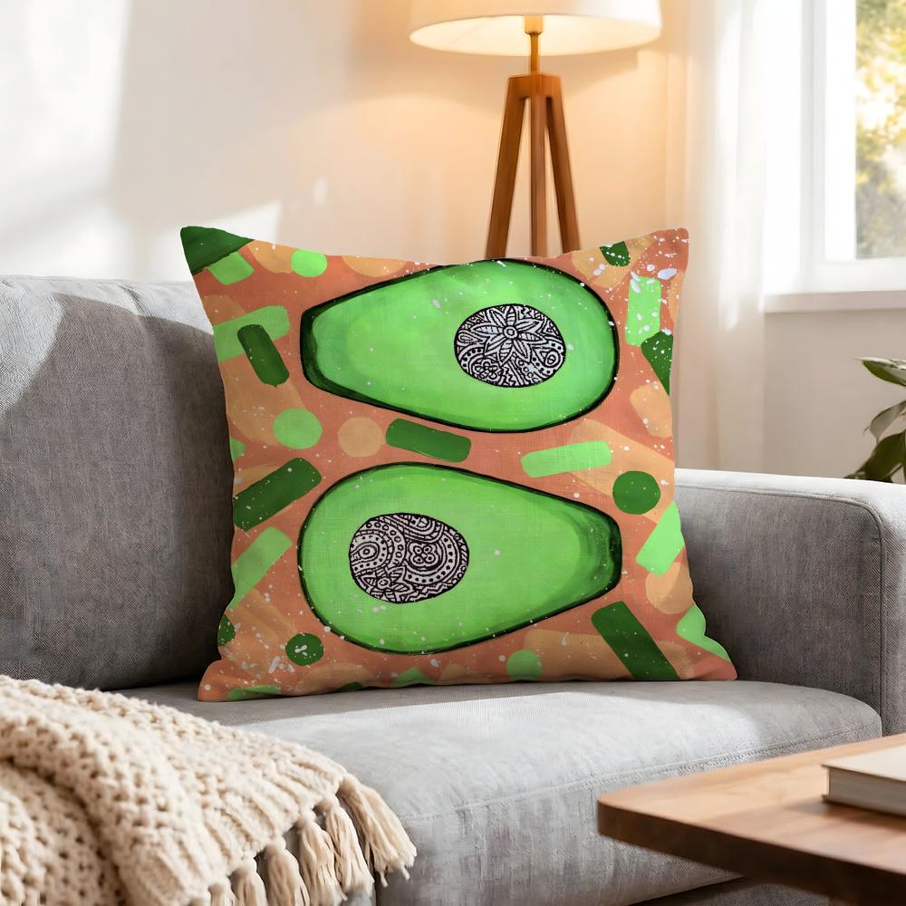 Pattern Avocado Print Cushion Cover 1Pcs Decorative Covers Soft Cushion Case For Sofa Couch Decor 40X40 45X45 Pillowcases