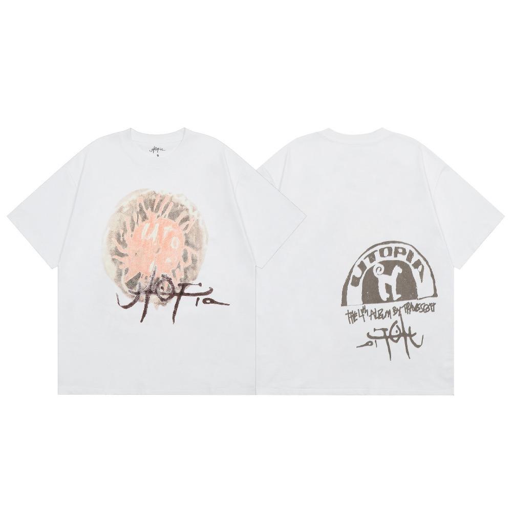 GLYDE Cactus Utopia Joint Album Printed Short Sleeve Summer Casual Round Neck Y2k Men Clothed Oversized T-shirt