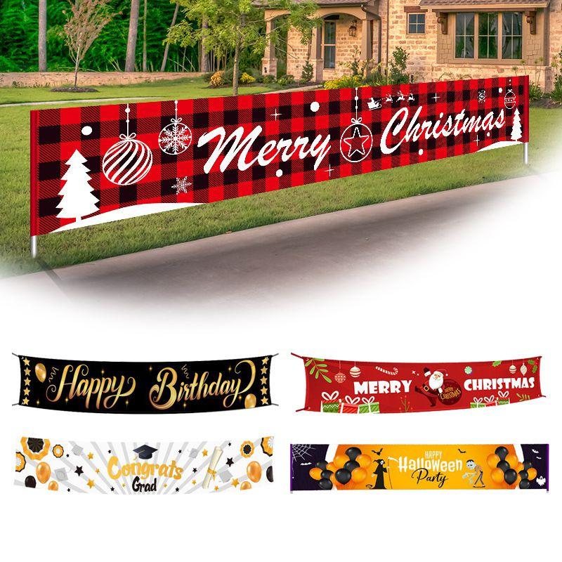 Extra Large Merry Christmas Banner Sign With Eye-catching Red Colors And Jolly Santa Imagery