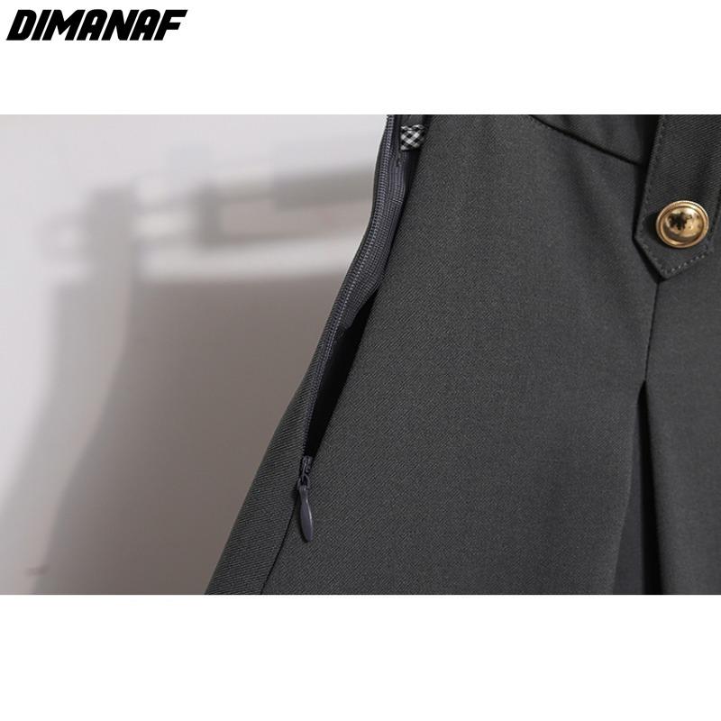 DIMANAF 2024 Spring Summer Plus Size Damkjolar Lös resår i midjan Oversize Mode A-Line solida veckade långa kjolar