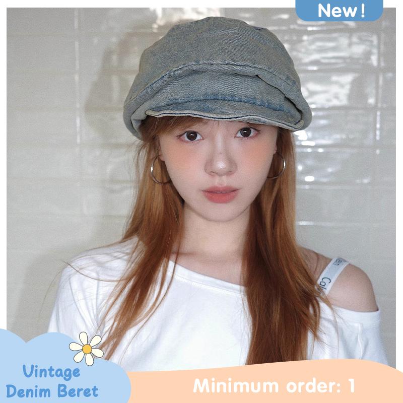 Yiran Dayang Hat Women's Autumn And Summer Japanese Style Old Retro Cowboy Beret Hat For With Large Head Circumference And Versatile Painter Hat 56-58Cm