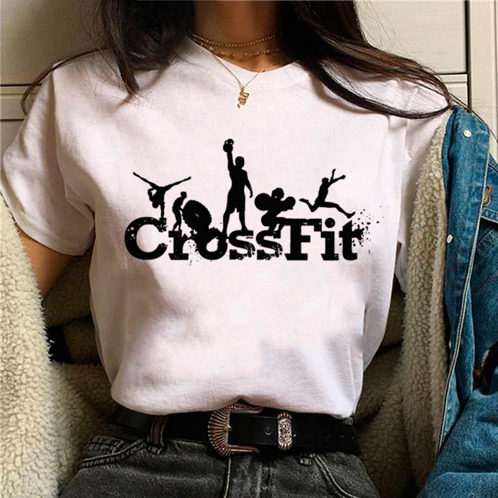 Crossfit Fitness T-shirts Women Manga Graphic Streetwear Top Female 2000s Japanese Designer Clothes
