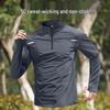 Heren Halve Rits Sneldrogend Sport T-shirt met Lange Mouwen voor Hardlopen, Basketbal en Buiten Fitness.