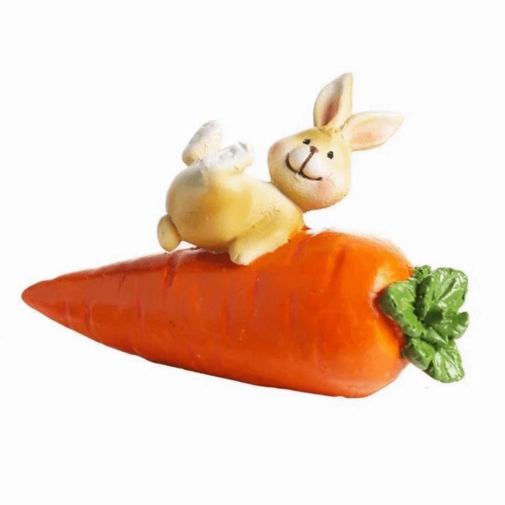 Colorful Resin Rabbit Statue Handmade Simulation Bunny Rabbit Holding Carrot Sculpture Resin Cute Easter Bunny Figurine