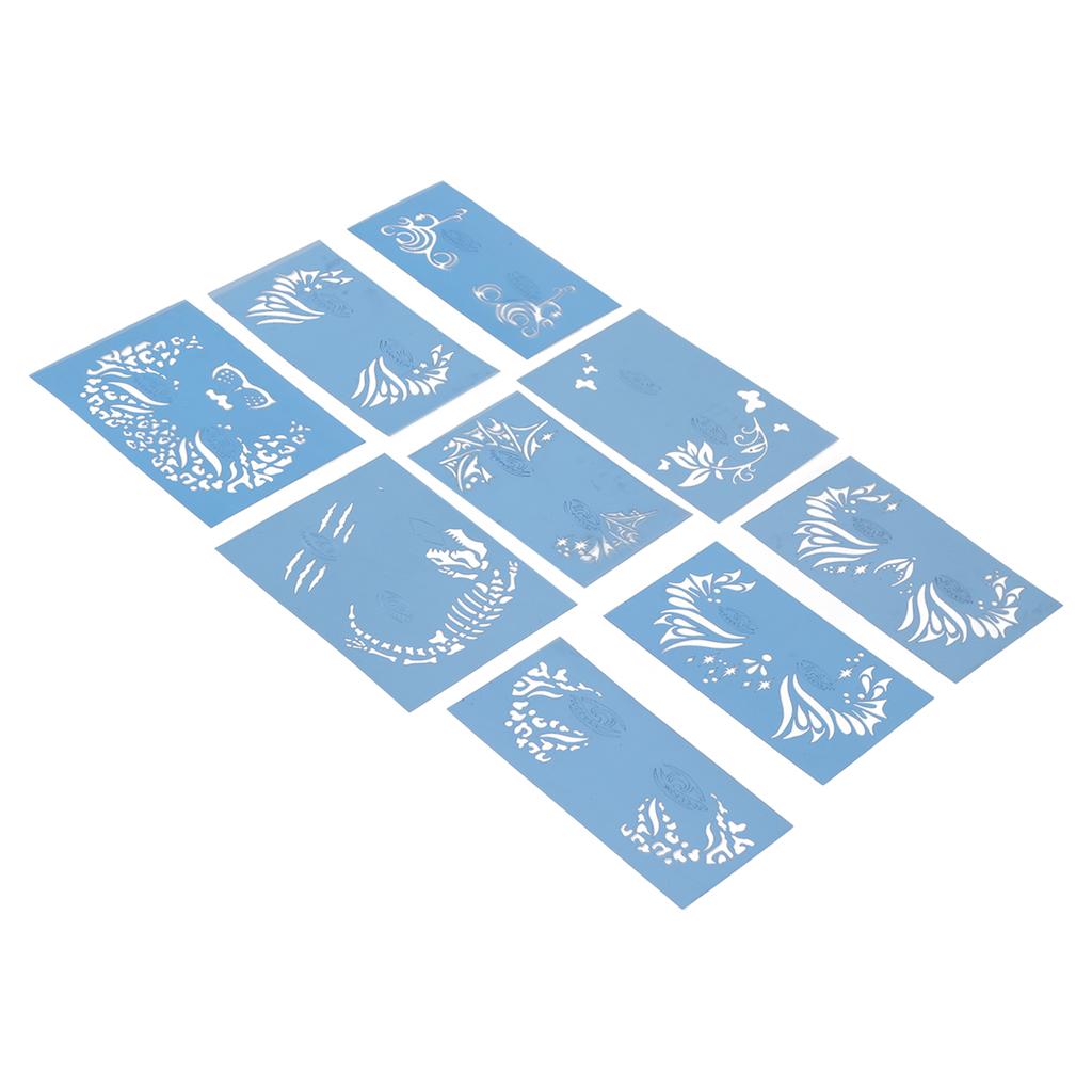9pcs Face Painting Stencils Kit Washable Paint Template Stencils Template for Halloween Holiday Party Cosplay