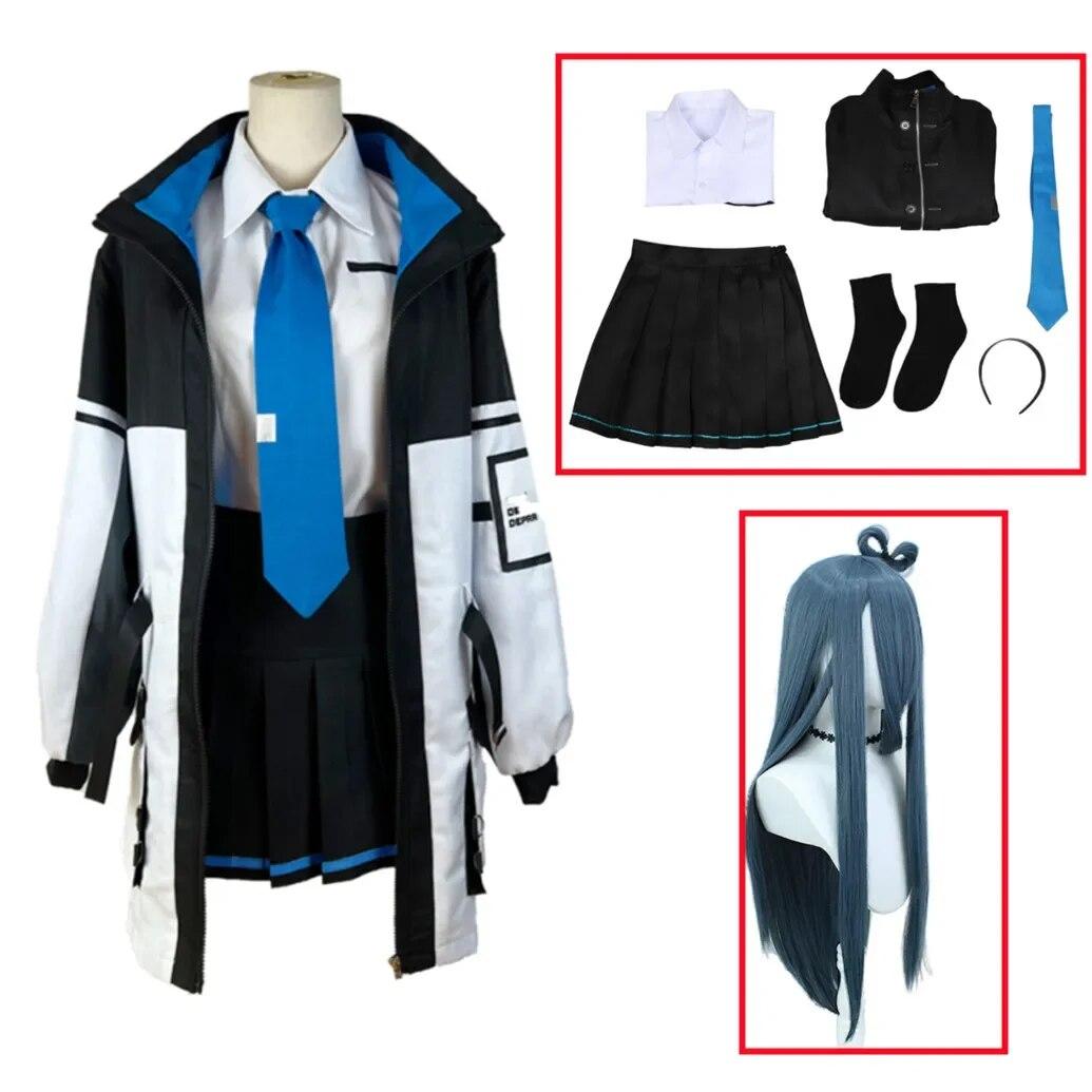 

Tendou Arisu Cosplay Costume Wig Coat Game Blue Archive Cosplay High School Uniform Halloween Party for Women Girls XXL-(Costume+Wig)