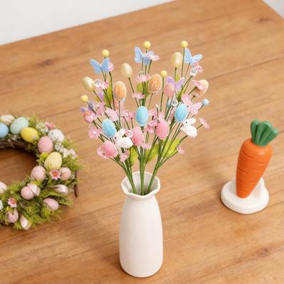Easter Artificial Flowers Easter Colorful Egg Decoration DIY Party Bouquet with Rabbit