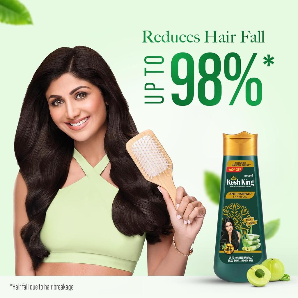 Kesh King Anti-Haarausfall Shampoo mit Aloe Vera und 21 ayurvedischen Kräutern für alle Haartypen Frauen Männer 340ml Nährende Formel