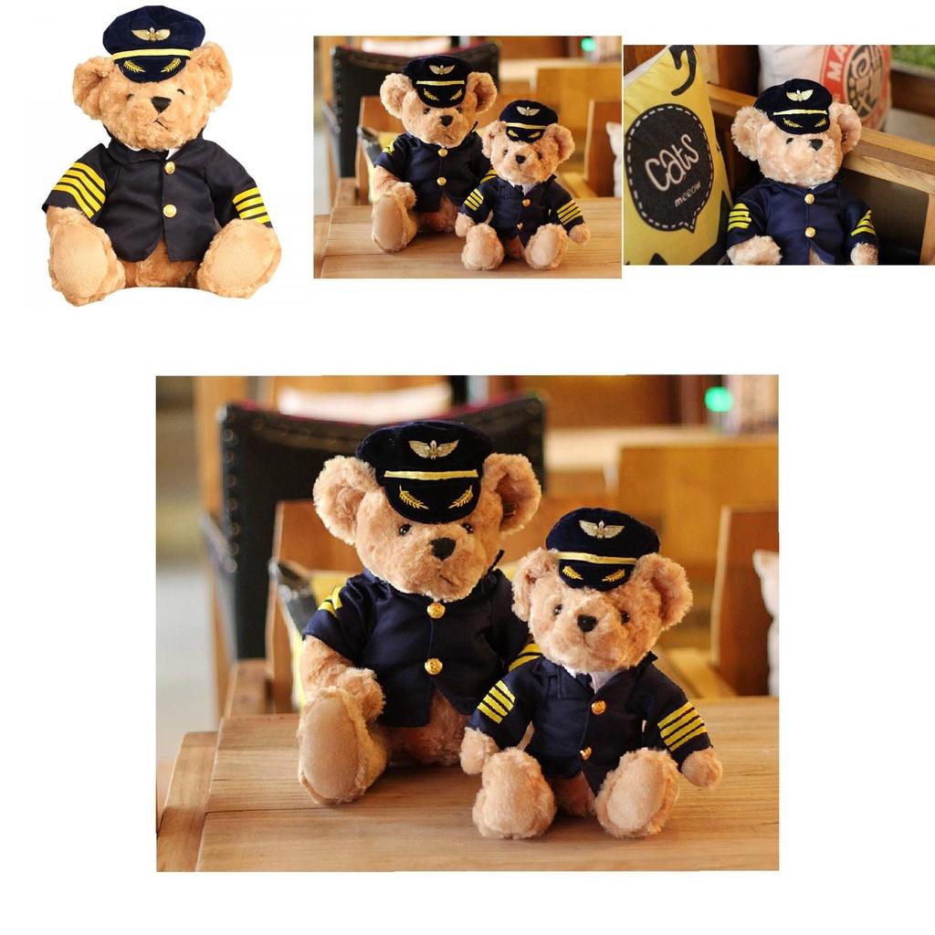 Soft And Furry Captain Teddy Bear Pilot Aviation Model Doll