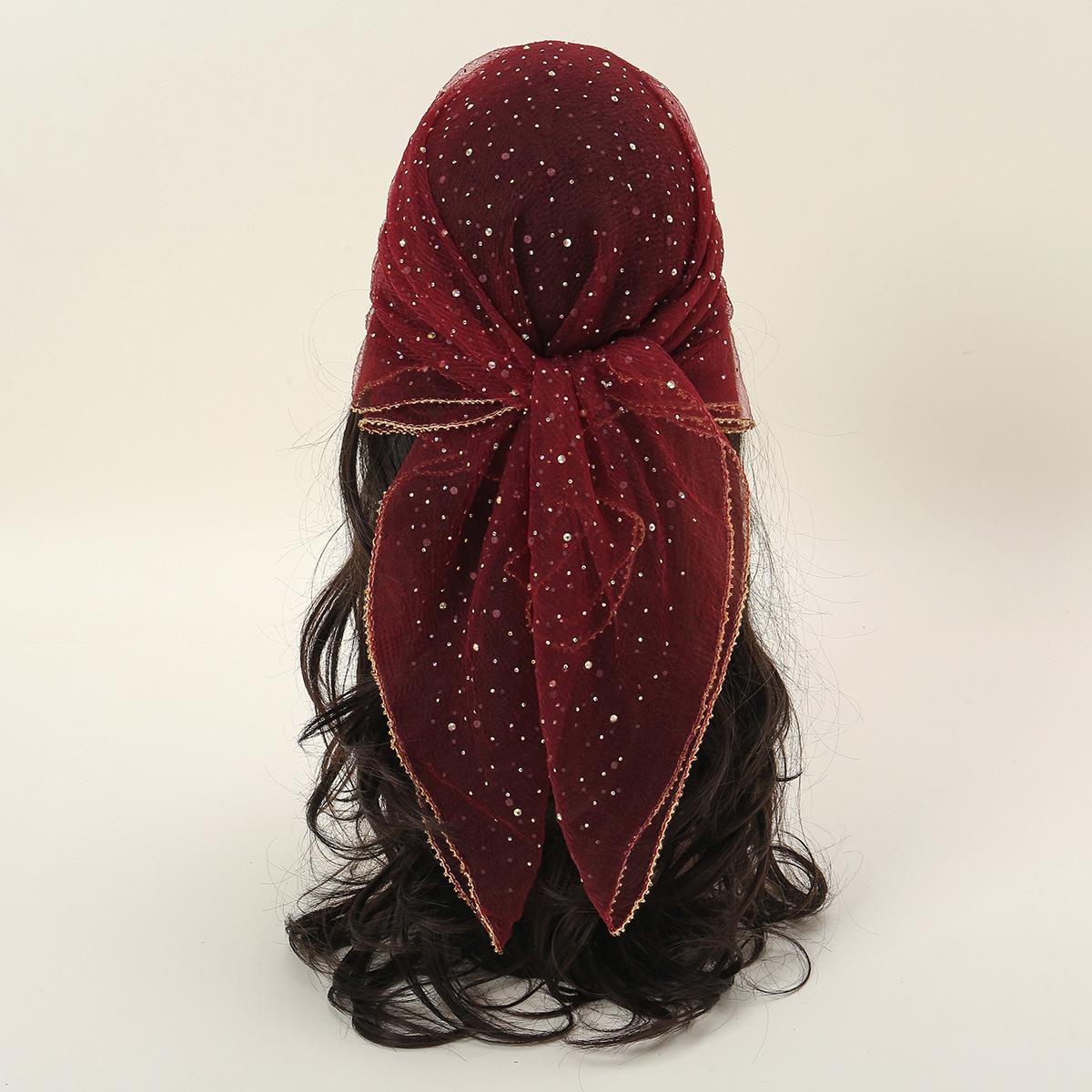 

Весняна шовкова квадратна хустка з кристалами - Універсальна, модна жіноча хустка на голову 80*80 cm