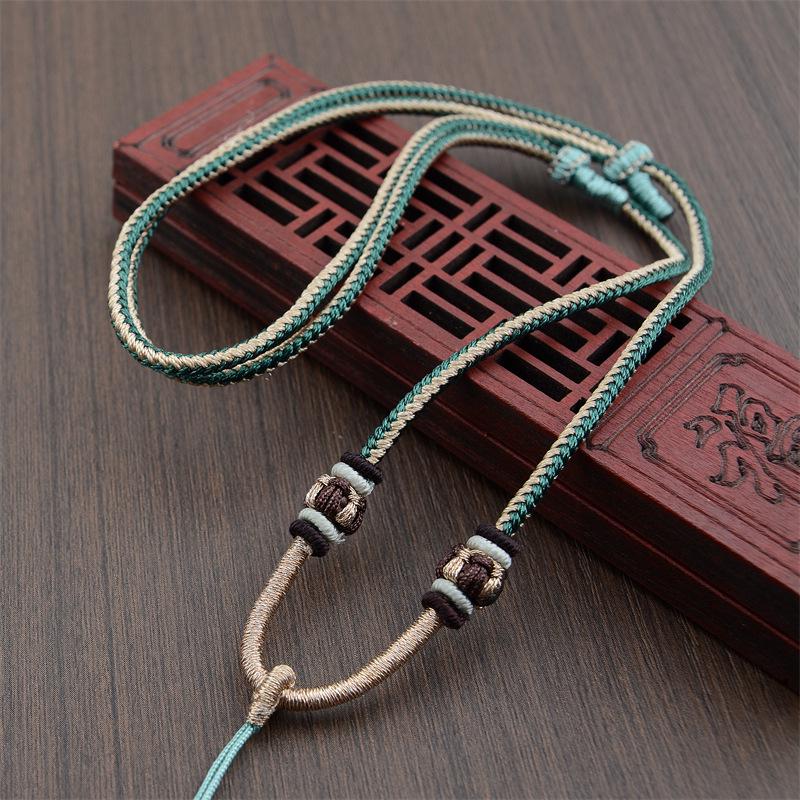 Adjustable Ruyi Necklace Cord with Lotus Pendant, Hand-Woven for Jadeite Jade Pendants