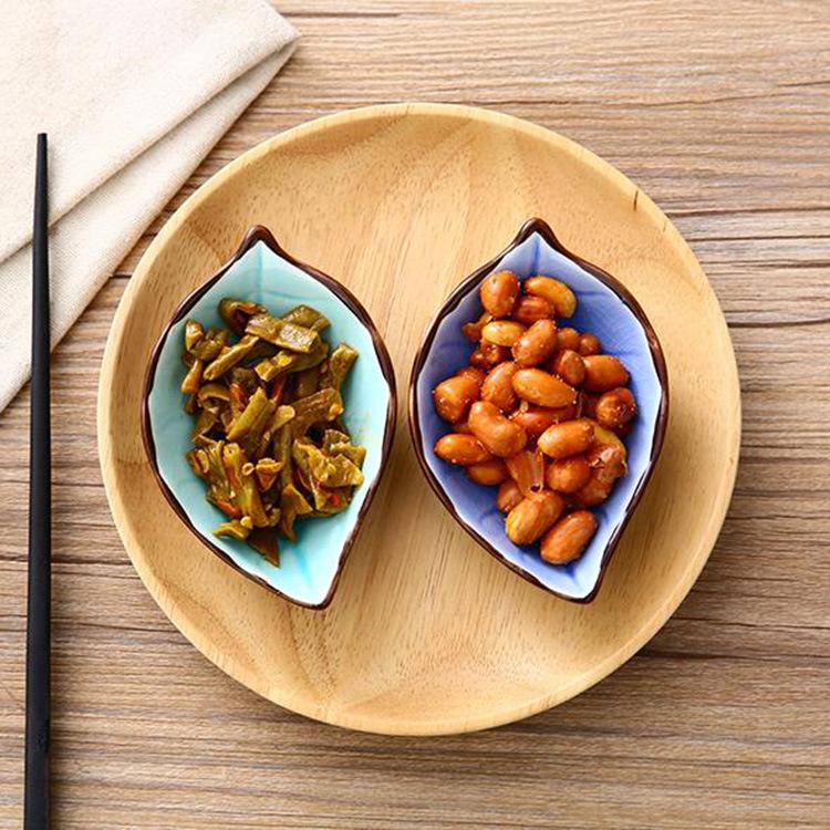 Ceramic Small Plates, Japanese Tableware, Vinegar Plates, Soy Sauce Plates, Seasoning Plates, Bone Plates, Vegetable Plates, Ice-cracked Glaze Leaves