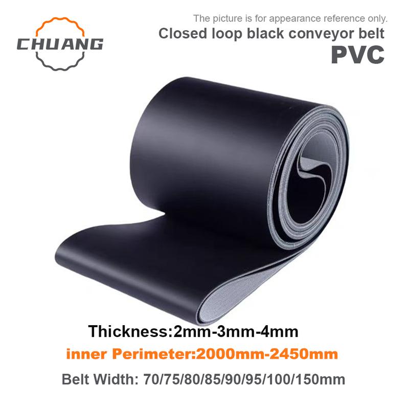 Perimeter:2000mm-2450mm Black PVC Industrial Transmission Conveyor Belt(Can Customized Size) 2000mm