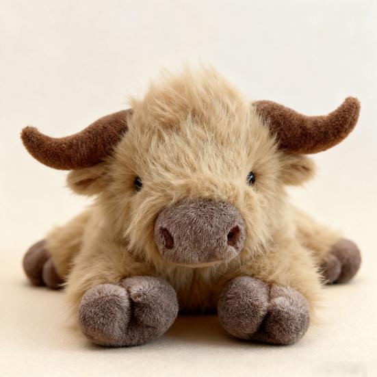 Highland Cow Plush Toy Long Hair Scottish Cattle Stuffed Animal Soft Cuddly Farm Decor for Kids Collectors