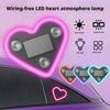 Car Triangle Window LED Solar Powered Heart-shaped Neon Light Rear Window Illuminated Interior Decoration Atmosphere Light