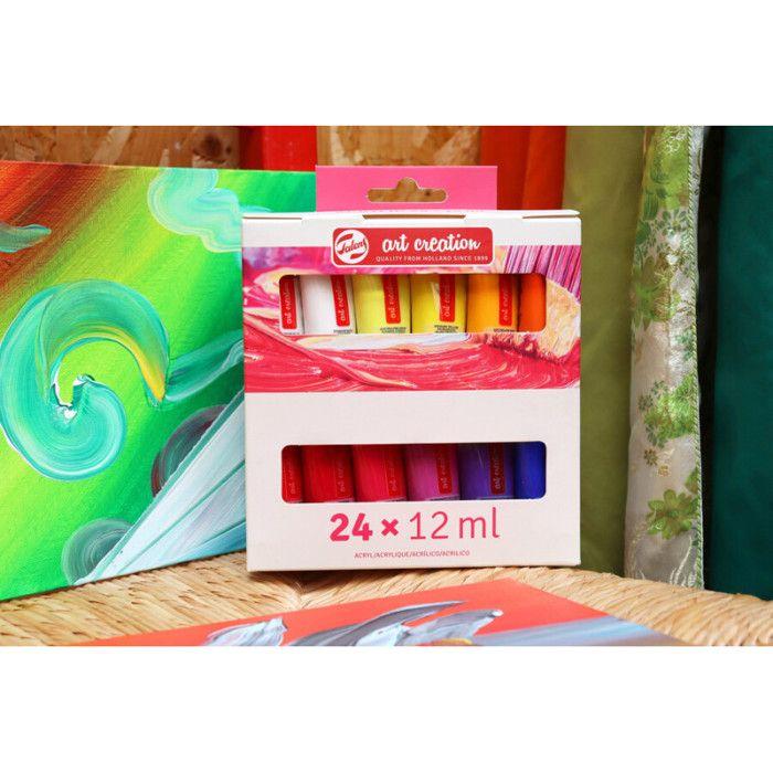 Peinture acrylique - ARTCREATION - 24 tubes de 12 ml - Couleurs assorties - Multicolore - Mixte