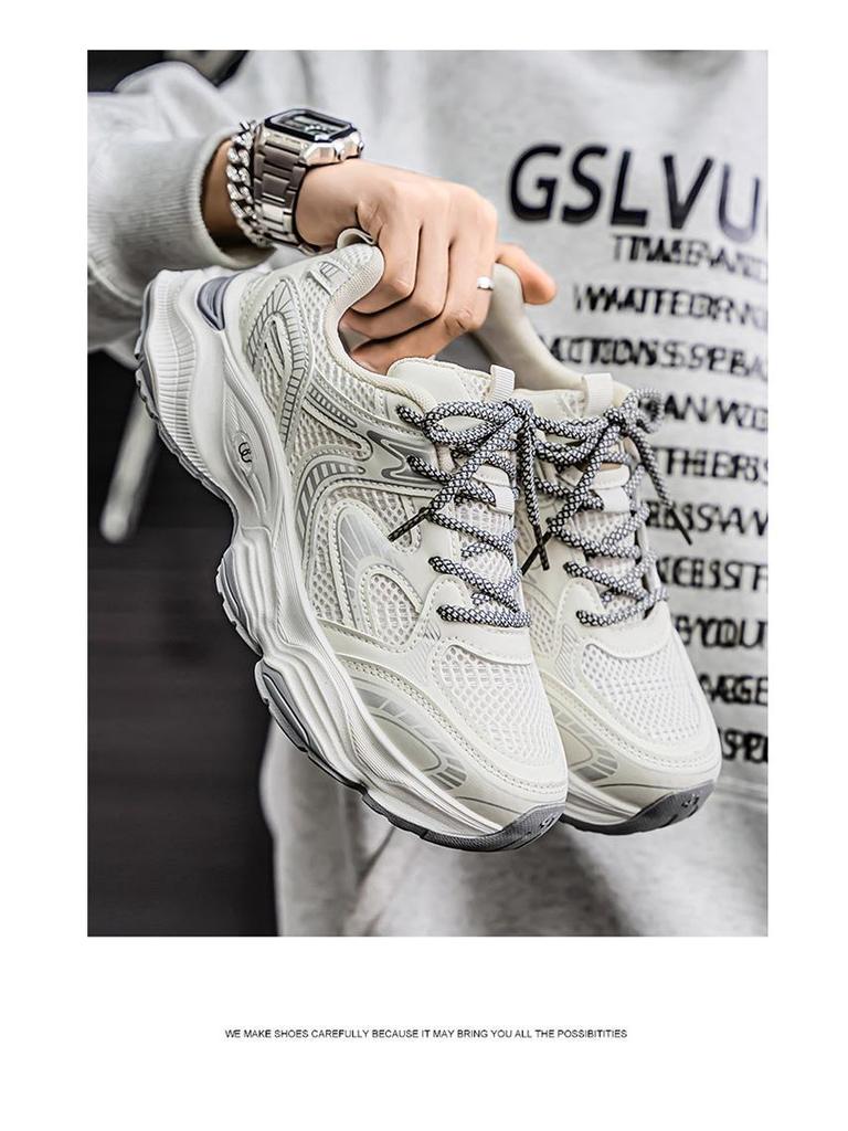 Herren Frühling Mesh Sportsneaker - Atmungsaktiv, Trendig, Dicksohlig, Lässige Laufschuhe