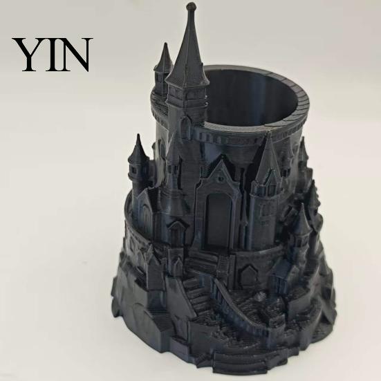 Unique Pen Stand Castle Shape Holder, 3D Printed Desk Organizer for Pens, Pencils, Carved Holder Makeup Brushes, Decorative Pencil Storage Cup