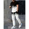New Summer Men's Sports Suit Men's Round Neck Splicing Printed Short-sleeved T-shirt Loose Pants Two-piece Set Streetwear