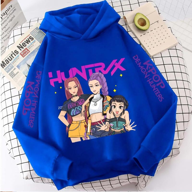 K-pop Demon Hunters Hoodies Girls Long Sleeve Outerwear Print Hooded Casual Warm Comfortable Hoodie