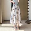 Women's Wide Leg Pants Summer High Waist Ink Printed Lazy Skirt-Pants