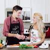 Couple Apron Set Polyester Kitchen Cooking Apparel Adjustable Ties MR & Mrs Design Black Matching Outfit Protection