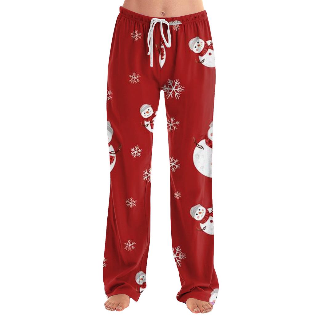 Women's Casual Fashion Christmas Printed Trousers Plush Casual Pants