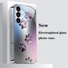 Gradient paw print pattern glass phone case suitable for Samsung GalaxyS26 S25 S24 S22 S21 S20FE/Ultra/Plus anti drop back cover