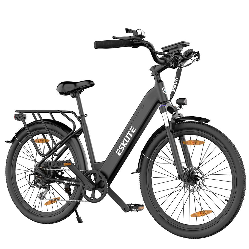 Eskute Polluno Plus26 Alloy Frame E-Bike 250W, 36V 20Ah, Shimano 7-Speed, Taillight, 26" High-Speed Tires Commuter E-Bike for Adult