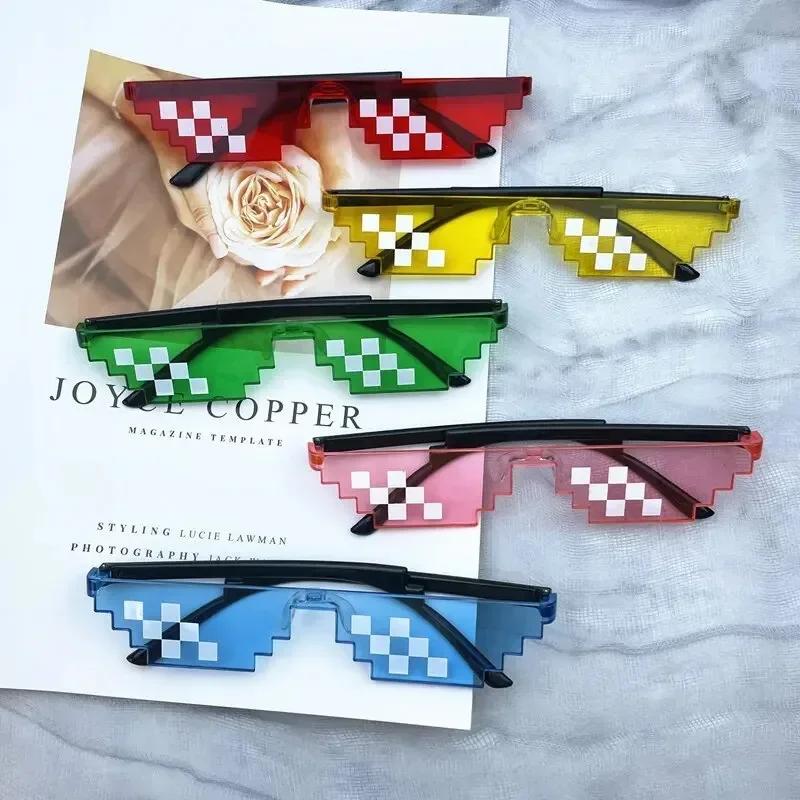 1PC Black mosaic sunglasses anime mischievous dark glasses mosaic pixel glasses disco funny toys