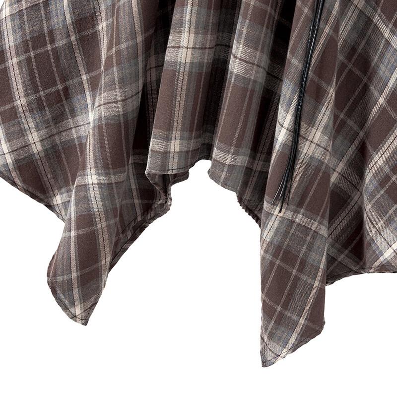 Women's Irregular Plaid A-line Midi Skirt